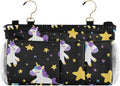 Bedside Caddy Hanging Bunk Bed Caddy Bed Organizer Hanging Pocket with 2 Hooks Bedside Storage Organizer Pocket Bag Holder Cute Unicorns Hearts Black