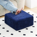 Tiita Suqre Stuffed Pouf Ottoman, Stripe Poufs 21×21×10 inch with Foam Chunk Filling, Floor Bean Bag Floor Chair Storage for Living Room Bedroom Home Decor, Navy Blue