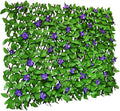 GLANT Expandable Fence Privacy Screen for Balcony Patio Outdoor,Decorative Faux Ivy Fencing Panel,Artificial Hedges (Single Sided Leaves) (2, Purple Flowers)