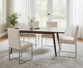 CIMOTA Modern Dining Chairs Set of 4, Upholstered Dining Room Chairs Armless Guest Side Chair with Chrome Base for Dining Room/Kitchen, Beige, 4PCS