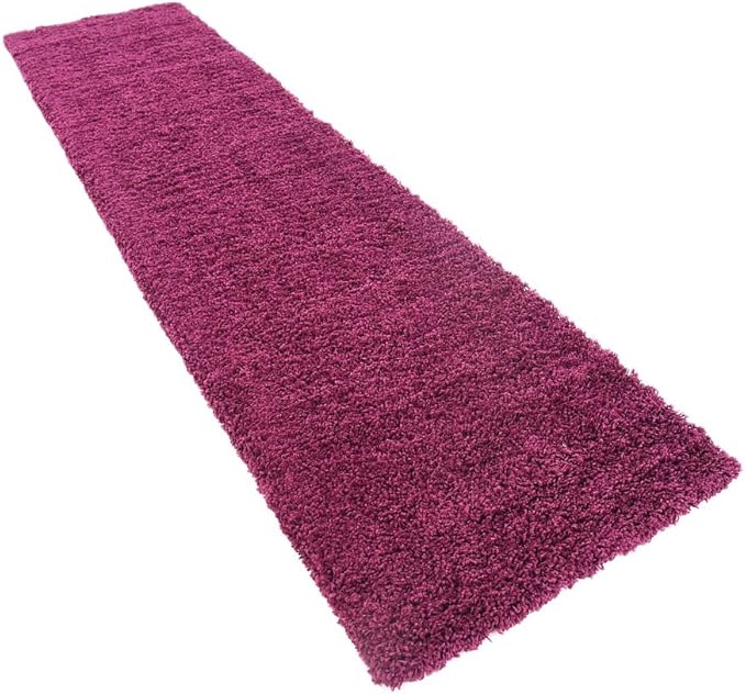 Unique Loom Solid Shag Collection Area Rug (2' 7" x 10' Runner, Eggplant Purple)