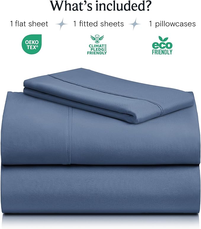 LuxClub 3 PC Twin XL Sheet Set, Deep Pockets Wrinkle Free Cooling Bed Sheets Hotel Bedding for Women, Men, Kids & Teens, Includes 1 Fitted Sheet, 1 Flat Sheet and 1 Pillowcase-Silky Soft Oxford