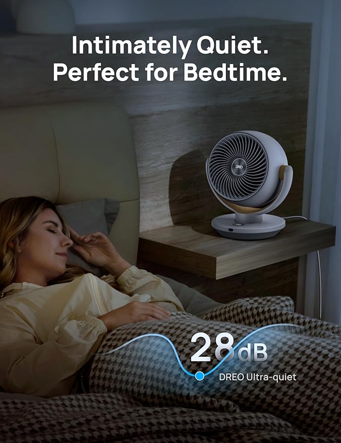 Dreo Fan for Bedroom, Desk Air Circulator Fans with Remote, 11 Inch Table Fan for Whole Room, 60ft Powerful Airflow, 120° Vertical Manual and 90° Oscillating, 4 Speeds, 8H Timer, 28dB Quiet, Home