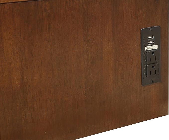Emurphybed Paradiseo Murphy Cabinet Chest Bed with Charging Station 6 Inch, Queen (Tobacco)