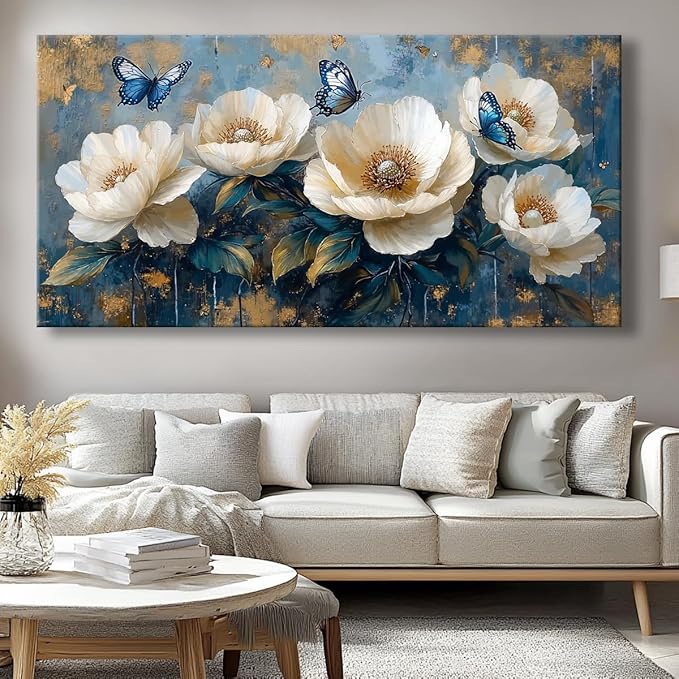 Flowers Canvas Wall Art - Modern landscape Paintings for Living Room, Bedroom Wall Decor, Framed Wall Art for Home or Office Decoration, Large Wall Art 75x150cm(30x60in)