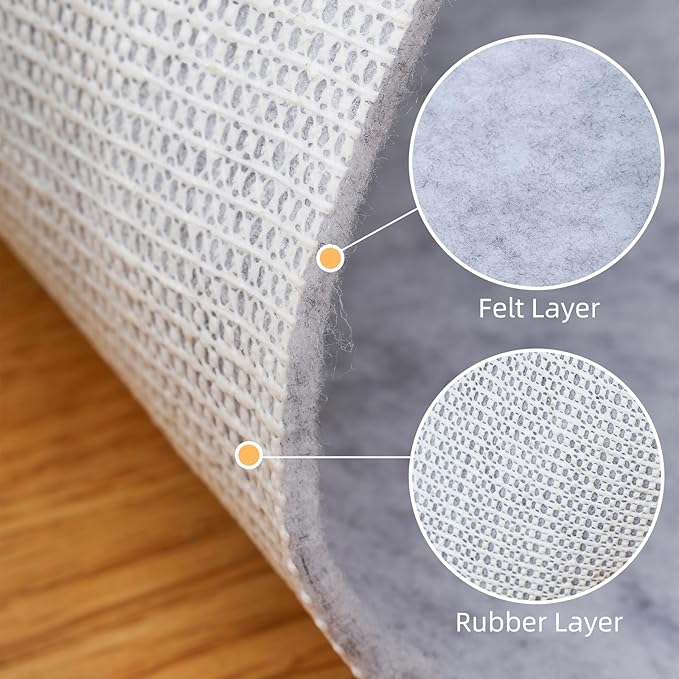 Non Slip Rug Pad, Natural Rubber Backing Rug Pads 1/4” Thick, Felt Rug Gripper Pad, Non Slip Under Carpet Mat, Under Rug Cushion for Hardwood Floors, Carpet Runners (2x8FT)