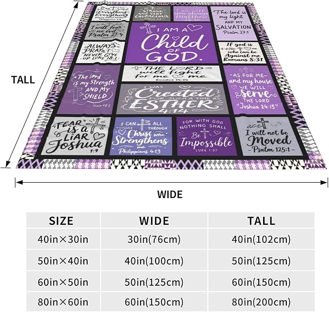 Christian Blanket Gift for Women, Inspirational Throw Blanket for Couch, Soft Lightweight Flannel Blanket, 60"x 80" Thoughts and Prayers Blankets for Bedroom Sofa Living Room Decoration