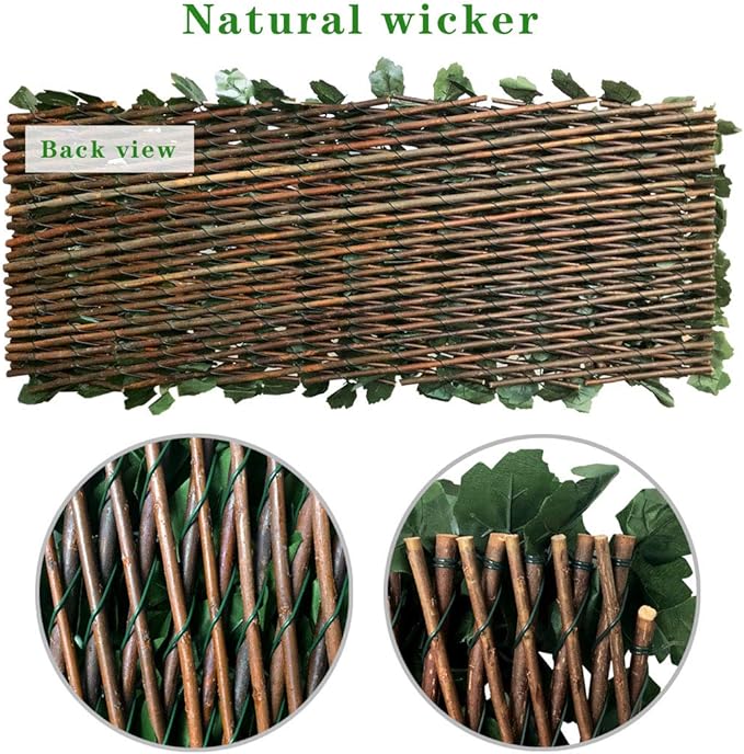 BYBAG Expandable Faux Ivy Fence Privacy Screen for Patio Outdoor Balcony Bedroom Decor,Artificial Dark Green Maple Leaves Wall Decoration Fencing Panel(Single Sided Leaves)