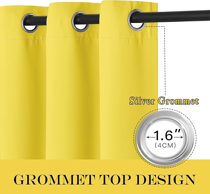 NICETOWN Sliding Glass Door Curtain Extra Long 84 inches Long, Grommet Thermal Insulated Blackout Patio Door Curtain Panel for Bedroom/Pergola, Bright Yellow, 1 Panel, W100 x L84