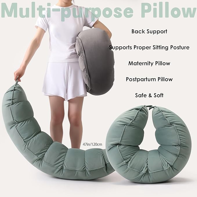 Peallow(Pat. Pend) – Long Round Body Pillow for Adults, Bolster Pillow for Sleeping, Soft and Supportive Pillow for Sleeping & Lumbar Support