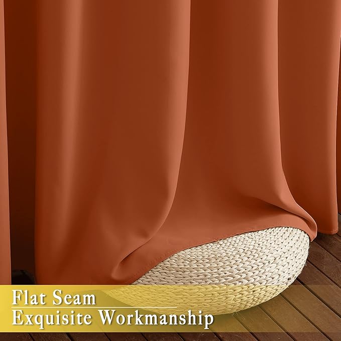 NICETOWN Room Divider Curtain 84 inch Length, Grommet Privacy & Noise Reducing Room Divider Thermal Insulated Window Drape for Sliding Glass Door (1 Panel, Burnt Orange, W80 x L84)