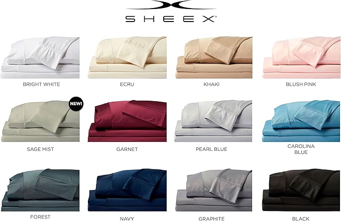 SHEEX - Original Performance Sheets Set (Twin/Twin XL) Navy - Cooling Sheets - Moisture Wicking - 1 Flat Cooling Sheet, 1 Fitted Cooling Sheet, 1 Pillow Cover - Wrinkle Free - Sleep Aid
