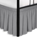 Biscaynebay Wrap Around Bed Skirts with Split Corners for King Beds 21" Drop, Silver Grey Elastic Dust Ruffles Easy Fit Wrinkle & Fade Resistant Silky Luxurious Fabric Solid Machine Washable