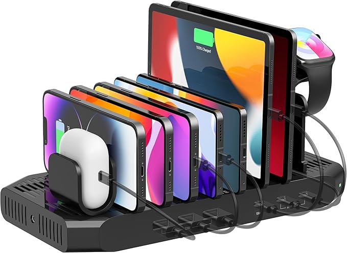 Unitek USB-C Charging Station for Multiple Devices - Multi Type C Charger Dock with 2 X PD 20W & USB-C Port, Device Organizer Fast Charge Docking for iPhone, iPad, Samsung, Tablets and More