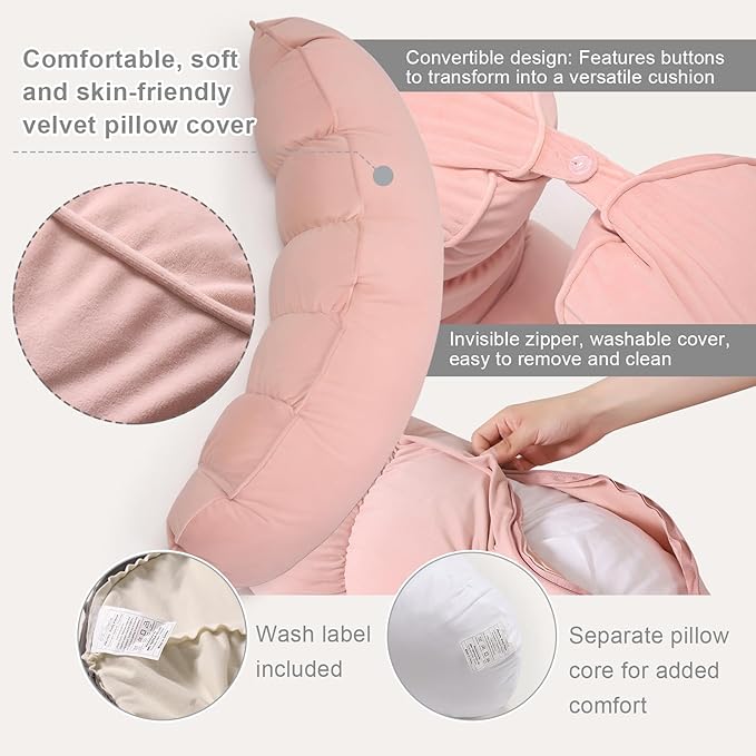 Peallow(Pat. Pend) – Long Round Body Pillow for Adults, Bolster Pillow for Sleeping, Soft and Supportive Pillow for Sleeping & Lumbar Support
