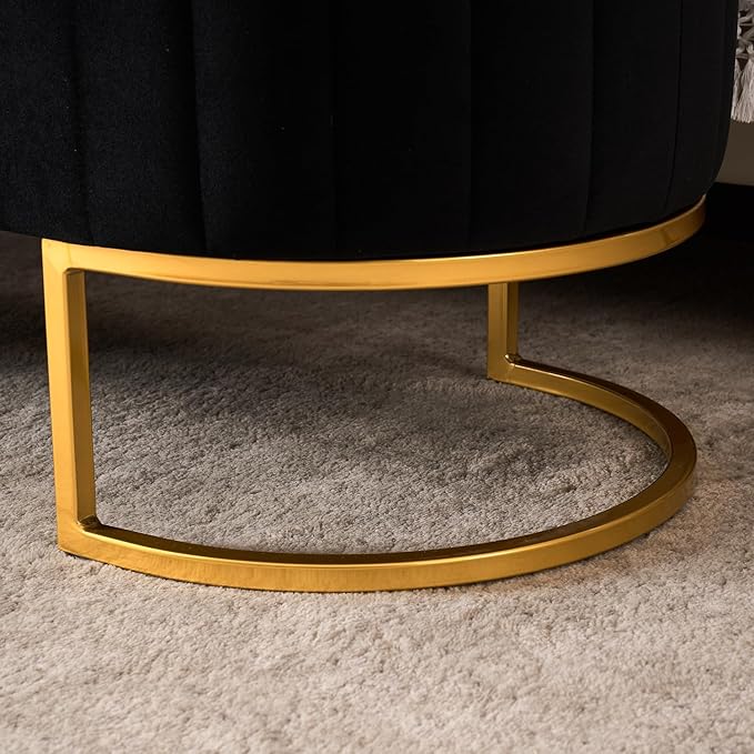 Velvet Storage Bench for Bedroom, Modern Tufted End of Bed Bench for King Size Bed, Upholstered Long Ottoman Bench with Gold Legs for Living Room/Entryway (Black, 55" Wide)