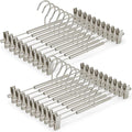 VWV 20-Pack Adjustable Women's Skirt and Pants Hangers, Durable, Space-Saving, Suitable for Jeans, Shorts, Underwear, Sports Bras (Matte Pearl Nickel