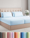 Split King 7 Piece Sheet Set - Cooling & Breathable - Hotel Luxury Bedding, Includes Fitted Sheets for Women, Men, Kids & Teens - 1 Flat, 2 Fitted Sheets, 4 Pillowcases with Deep Pockets - Baby Blue