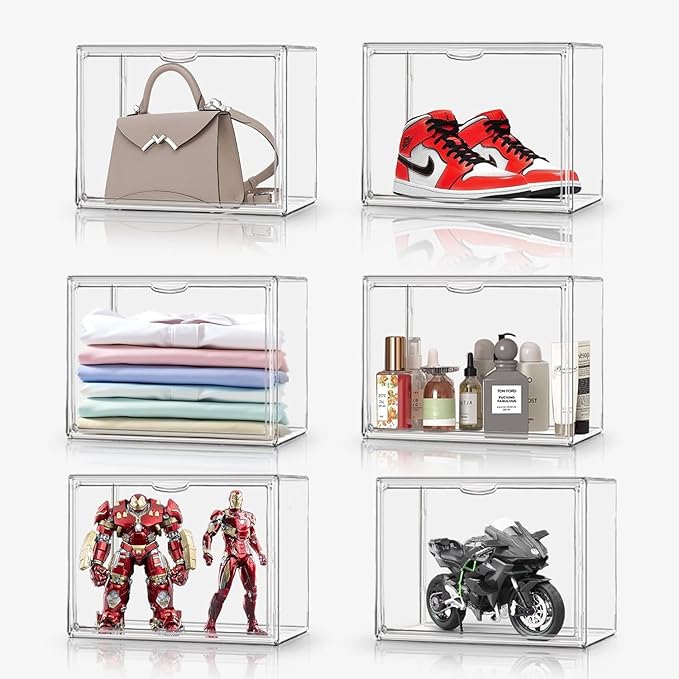 2 Pcs XX-Large Acrylic Shoe Display Case, 15.3'' x 9.8'' x 11.4'' Boot Boxes for Tall Boots Size 15 Sneaker Case Super Large Storage Boxes for Boots, Handbag, Collectibles, Books, Cosmetic