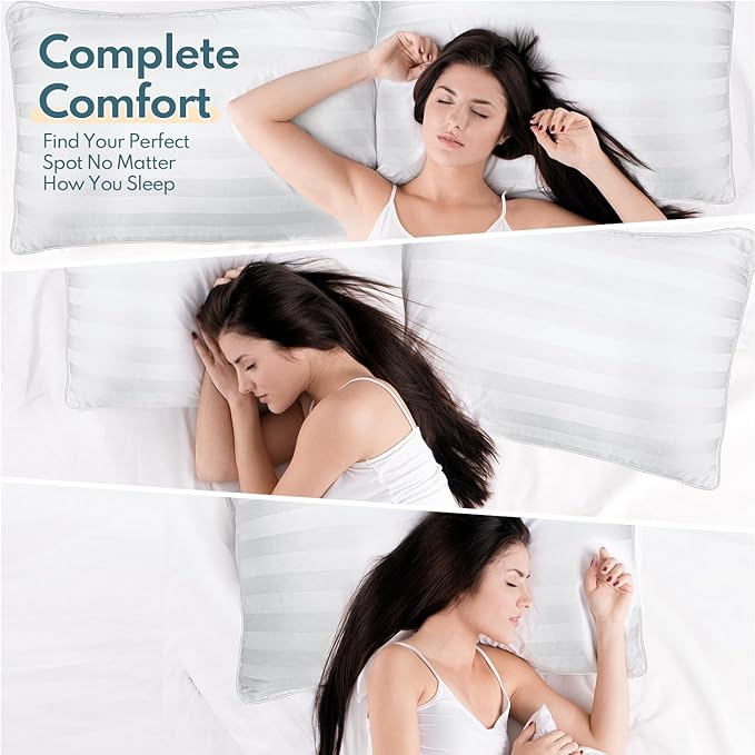 DIORIS Pillows Queen Size Set of 2 - Luxury Hotel Bed Pillows for Sleeping, Premium Fluffy Soft Down Alternative Fill Pillows for Back, Stomach, Side Sleepers, Supportive, Breathable, Skin-Friendly