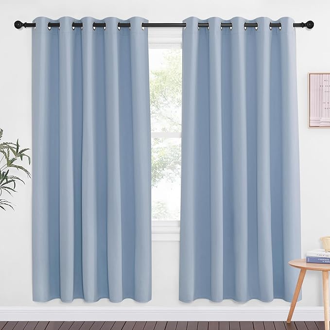 NICETOWN Vintage Blue Blackout Curtains for Bedroom 72 Inches Long, Thermal Insulated Room Darkening Grommet Window Curtains for Living Room Nursery, 66 inch x 72 inche, 1 Panel