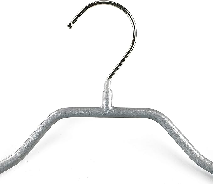 Mawa by Reston Lloyd BodyForm Series Non-Slip Space-Saving Clothes Hanger for Jackets, Suits and Coats, 16-1/2", Style 42/L, Silver, Set of 2