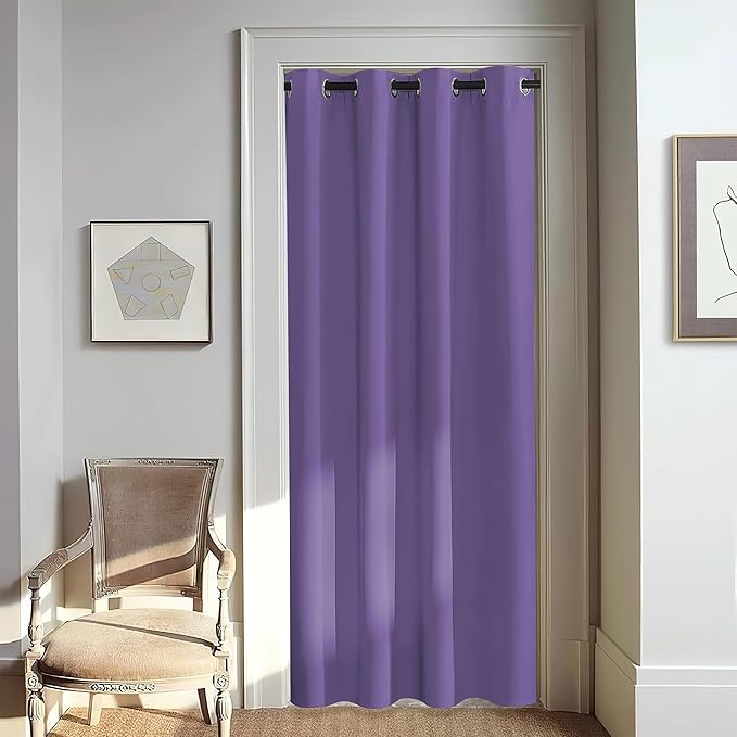 NICETOWN Door Curtain for Closet Doors 80 Inches Long 1 Panel, Blackout Doorway Curtain for Open Closet Bedroom, Room Divider Living Room for Privacy (Lilac Purple, 1 Panel, 46W x 80L)