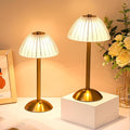 Liliful 1 Pcs Cordless Table Lamp Rechargeable Touch LED Small Gold Portable Battery Operated USB-c Desk Lamp 3 Color Dimmable for Bedroom Living Room Dining (Gold,Mushroom Style)