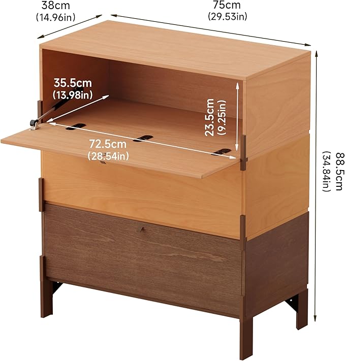 Stackable 3 Drawers Dresser, Customizable Chest of Drawers for Bedroom, Living Room, Hallway, Entryway, Mid-Century Style Furnitures Cabinet, 30 inch Width Tri-Color Comb (1 pcs)