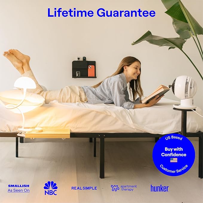 Smallish 2-Pack: WallShelfie & Shroommate - Bedside Wall Organizer with Shroommate Clip On Light Bundle - Dorm Room Essential, Floating Bedside Shelf Wall Mount, Clip on for Desk, Remote Holder