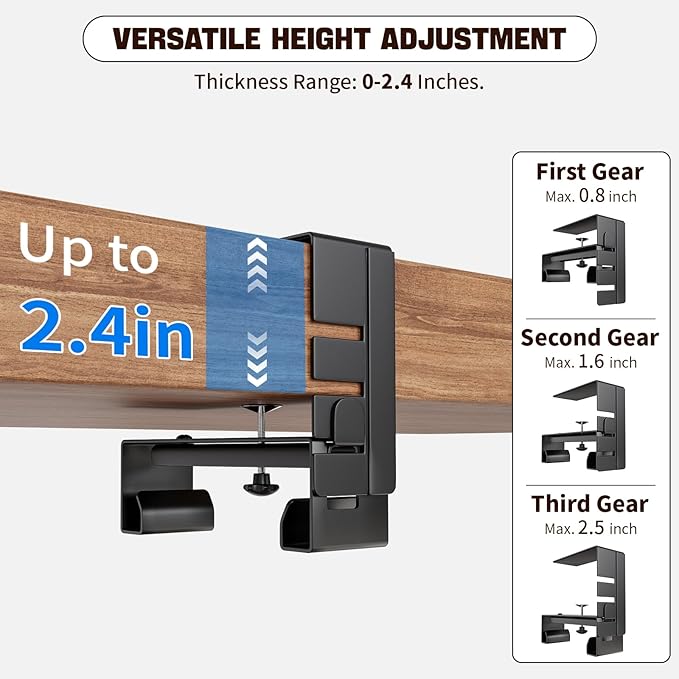 No Drill Under Desk Cable Management Tray, Nonkky Cable Management Under Desk, 27.6" Fabric Cord Hider - Clamp/Screw Mount, Cord Organizer for Office, Home - Supports Up to 40lbs