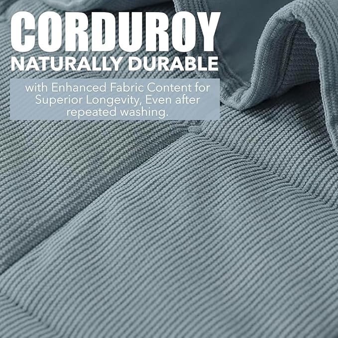 KASENTEX Twin Quilt Set 68"x86" – Soft Washed 3-Layer Lightweight Bedspread, Minimalist Nordic Design, All-Season Spring & Summer Quilt Set (1 Quilt + 2 Pillow Shams), Corduroy Blue