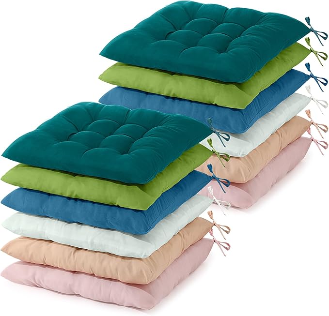 Geetery 12 Pcs Floor Pillows for Classroom Bulk Square Seating Cushions for Floor Chair School Kindergarten Reading Corner, 15.7'' Large Thick Meditation Cushions Yoga Nursery Daycare (Pastel Color)