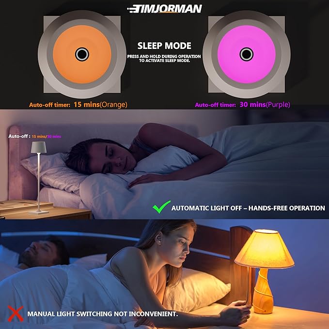 Modern LED Color-Changing Cordless Table lamp, 7 Colors, metal Shade, Touch control with sleep mode for Restaurant, Bedroom, Outdoor Camping, Coffee Shop, Night Light, Rechargeable (Greige 1PACK)
