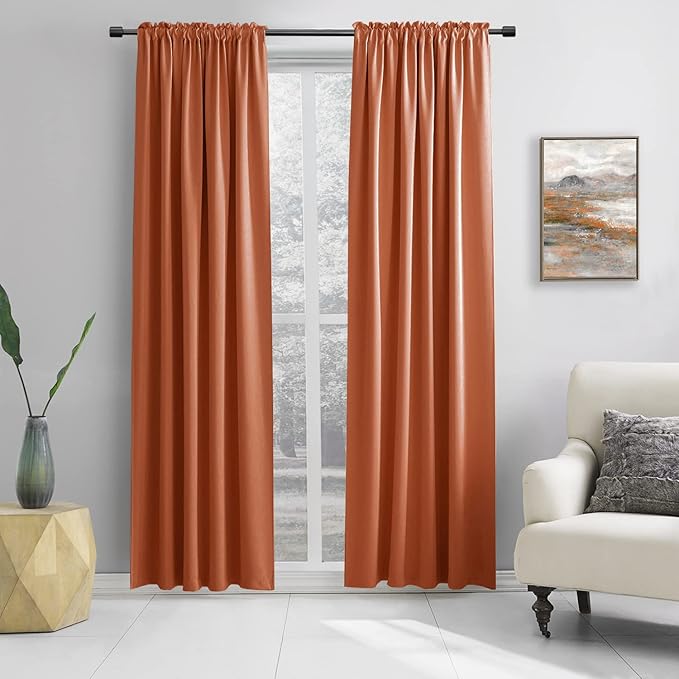 DONREN Backdrop 5FT x 8FT Curtains for Parties - Home Decoration Thermal Insulated Rod Pocket Blackout Draperies/Drapes for Bedroom (2 Panels, 60 inches x 96 inches, Burnt Orange)