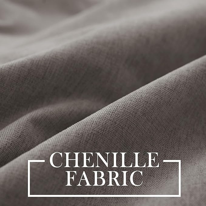 Macochico 100% Blackout Curtains Insulted Window Panels for Bedroom Living Room Dining Room Luxury Chenille Curtains Classic Home Decor Stone Grey Curtains with Tieback 52" Wx72 L Grommet 1 Panel
