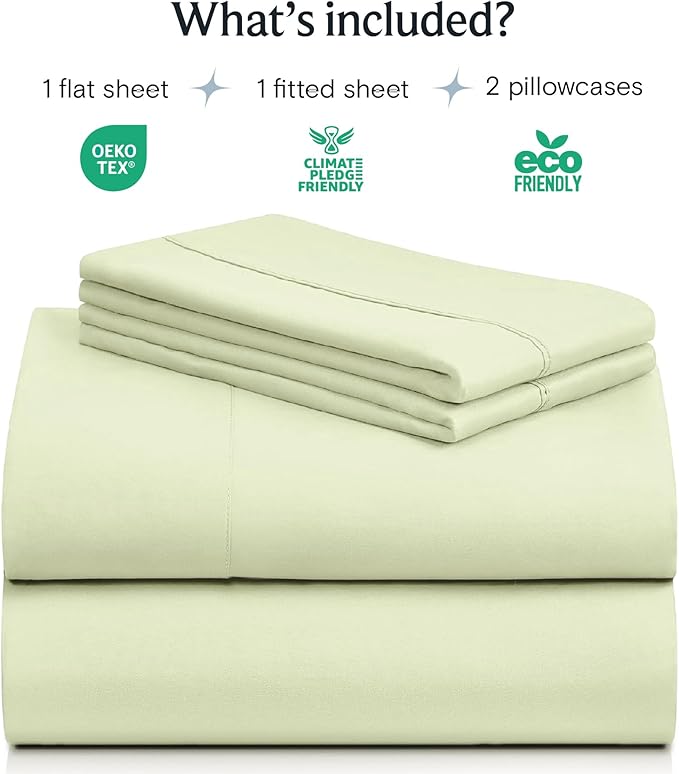 LuxClub 4 PC Sheet Set Bed Sheets Deep Pockets 16" Eco Friendly Wrinkle Free Cooling Machine Washable Hotel Bedding Silky Soft - Sage Green California King