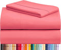 LuxClub 3 PC Twin Sheet Set, Deep Pockets Wrinkle Free Cooling Bed Sheets Hotel Bedding for Women, Men, Kids & Teens, Includes 1 Fitted Sheet, 1 Flat Sheet and 1 Pillowcase-Silky Soft Vermilion