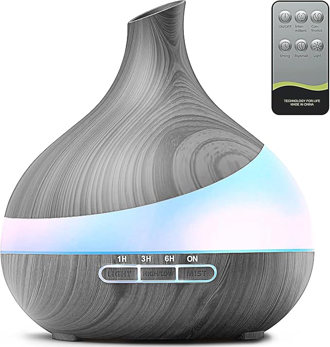 HJTHJT 500ML Essential Oil Diffuser: Aroma Diffuser with Remote Control for Hotel Spa Yoga Room - Humidifiers for Bedroom with 14 Colors LED Night Light for Kids/Women Home Relaxation