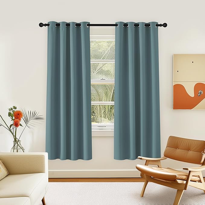NICETOWN Room Darkening Curtain for Living Room - Energy Saving Thermal Insulated Grommet Room Darkening Curtain/Drape for Bedroom (1 Panel, 46 by 72, Greyish Blue)