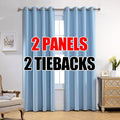 MIUCO Room Darkening Soild Grommet Blackout Curtains Panels for Nursery Window Curtains Set of 2 52x95 Inch Sky Blue, Bonus 2 Tie Backs Included