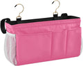 KOPIRIT Neon Rose Red Bedside Caddy Storage Bag Bedside Organizer for Dorm Room Top Bunk Bed Hanging Bag Bedside Shelf 6 Pockets with Hooks for Magazine Water Bottle Holder
