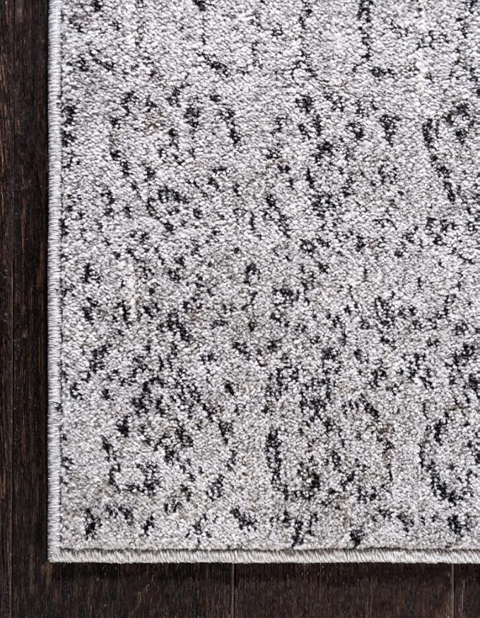 Unique Loom Del Mar Collection Area Rug - Jennifer (6' 1" Square, Gray/ Black)