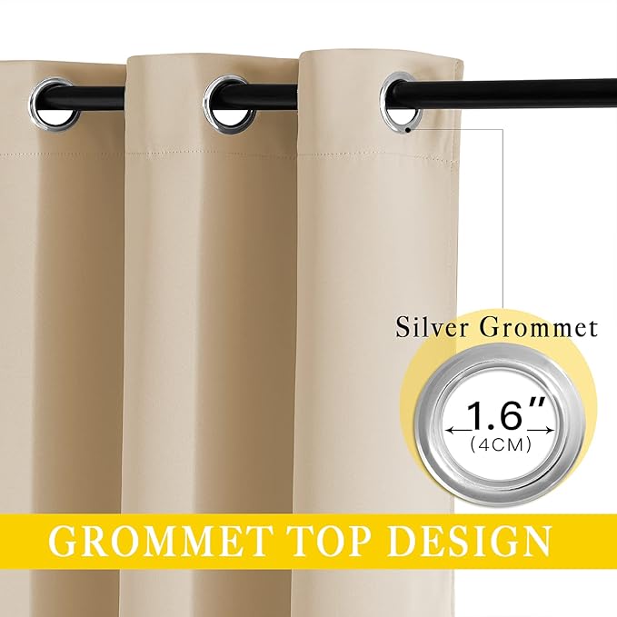 NICETOWN Sliding Door Curtain for Living Room, Blackout Patio Door Curtain & Drape Privacy Thermal Insulated Window Treatment for French, 1 Panel, Biscotti Beige, W80 x L144