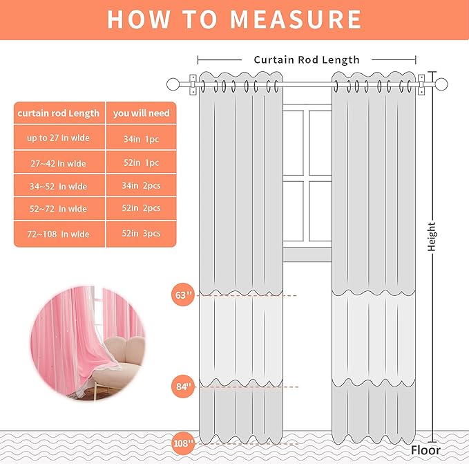 XiDi Pink Curtains for Bedroom Decor, Girls Room Blackout Curtains, Kids Room Darkening Curtains, 1 Panel