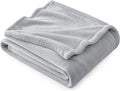 Bedsure GentleSoft Fleece Throw Blanket - Light Grey Lightweight Blankets for Sofa, Couch, Bed, Camping, Travel - Super Soft Cozy Microfiber Throws, 50x60 inches
