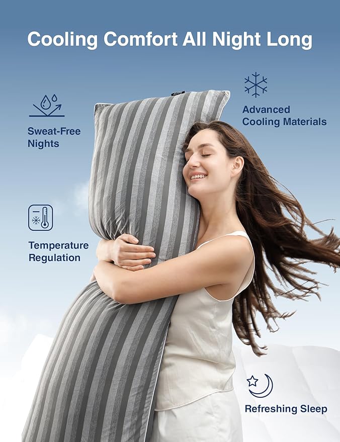 ZonLi Cooling Body Pillow for Adults, Breathable Long Pillow for Bed, Firm Body Pillow for Side Sleeper, Memory Foam Full Length Body Pillows Large -20x54 inch