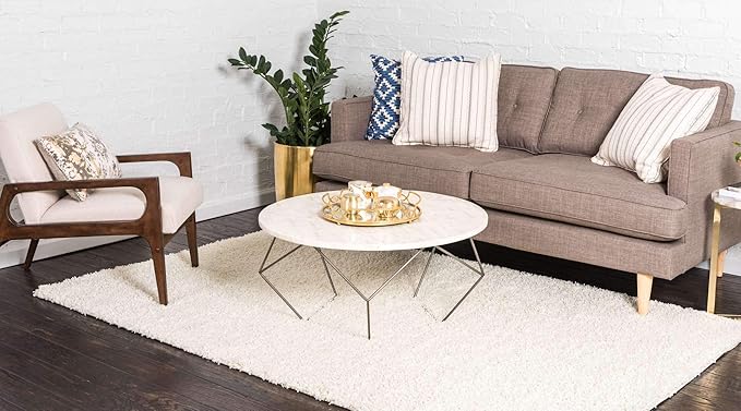 Unique Loom Solid Shag Collection Area Rug (3' 3" x 5' 3" Rectangle, Pure Ivory)