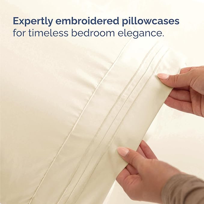 Twin Size 3 Piece Sheet Set - Comfy Breathable & Cooling Bed Sheets Set - Hotel Luxury Bedding for Women, Men, Kids, Teens, Boys & Girls - Deep Pockets, Ultra-Soft, Wrinkle Free - Oeko-Tex - Off White