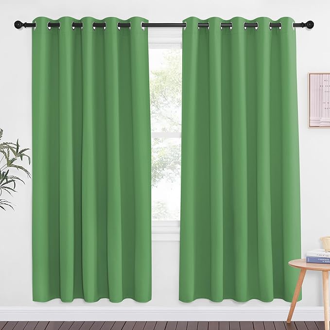NICETOWN Froest Green Blackout Curtains for Bedroom 72 Inches Long, Thermal Insulated Room Darkening Grommet Window Curtains for Living Room Nursery, 66 inch x 72 inche, 1 Panel